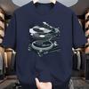Men DJ Turntable Graphic T-Shirt Summer Short Sleeve Crew Neck Comfortable Polyester Fabric Clothing