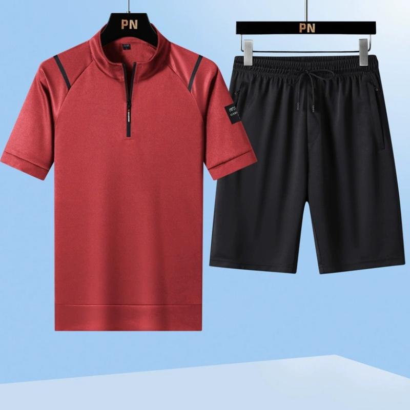 

Summer Fashion Trend Short-Sleeved T-shirt Sports Suit Men s Casual Breathable Plus Size Two-Piece Set 5XL