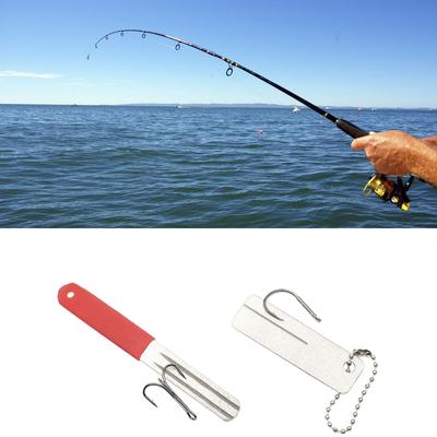 Diamond Stone Fishing Hook Sharpener Hook Hone Sharpening Tool Double-sided Hook Millstone Keychain Fish Hook EDC Pocket