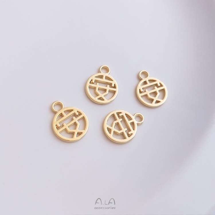 14K Gold Plated Ruyi Fu Character Pendant Bracelet - Auspicious Charm Jewelry
