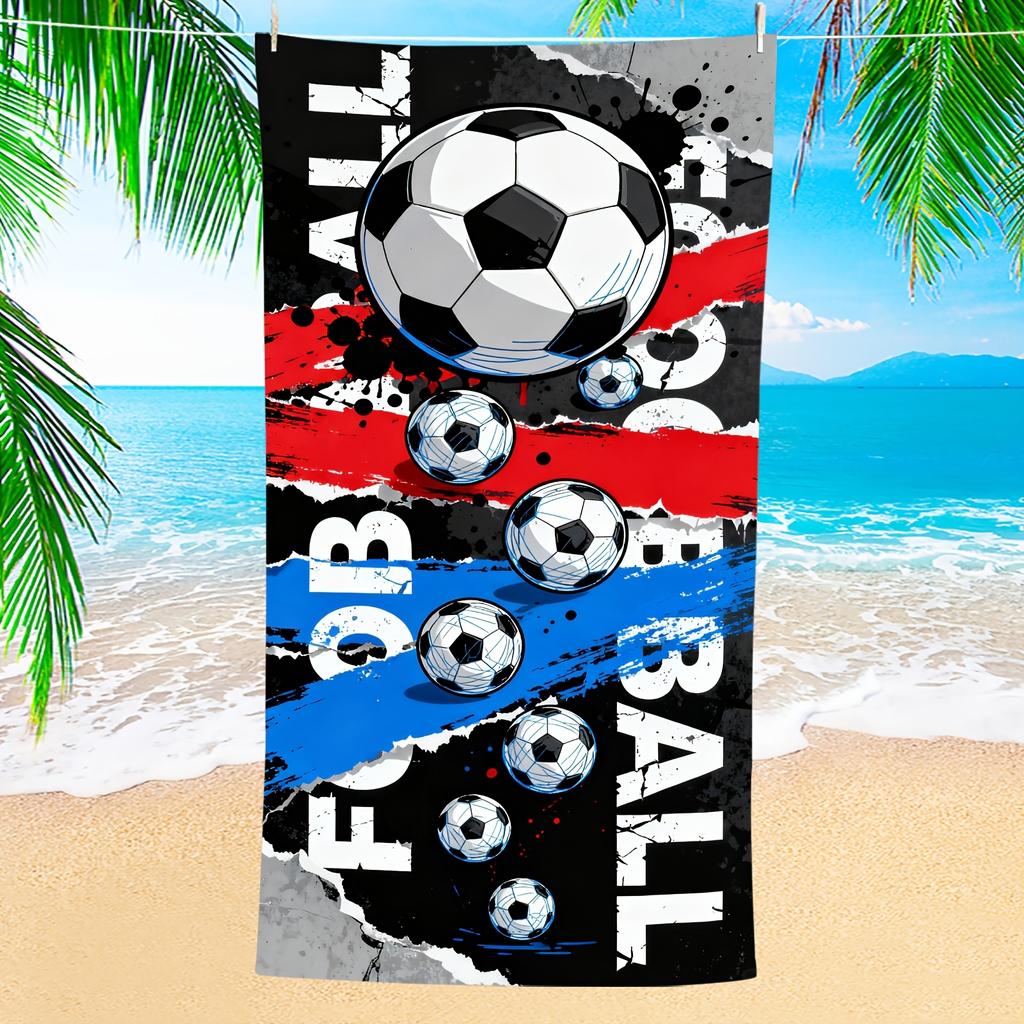 1pc Football Extra Large Beach Towel & Bath Blanket - Microfiber Super Absorbent Suitable for Travel, Pool, Surfing, Camping