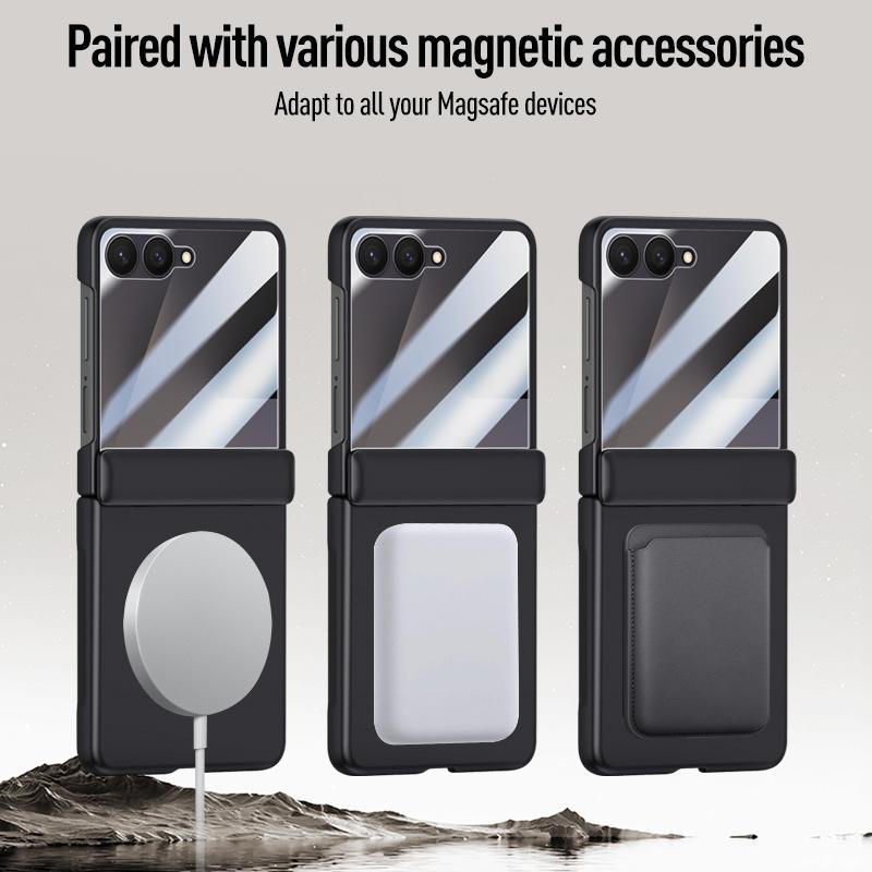 For Magsafe Wireless Charging Matte Frosted Phone Case For For Samsung Galaxy Z Flip 7 5G Hinge Screen Protect Film Shockproof Cover