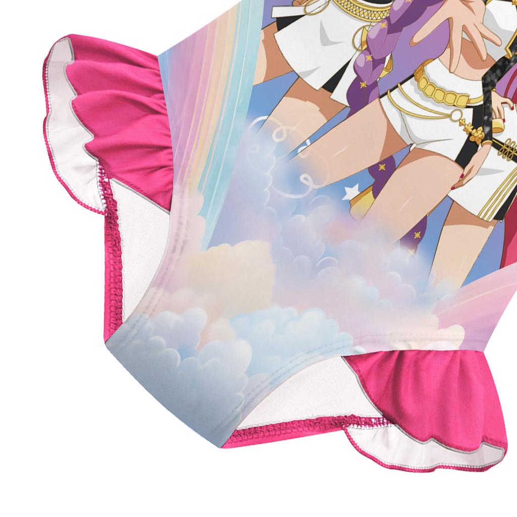 Kids Girls Anime Cartoon K-Pop Rumi Zoey Mira Print Ruffle Sleeveless One-piece Swimsuit Swimwear