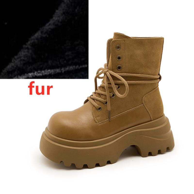 Fashion Women's Ankle Boots  2025 New Thick-soled Casual Boots Women Boots Large-Size Round-Toe Motorcycle Boots female