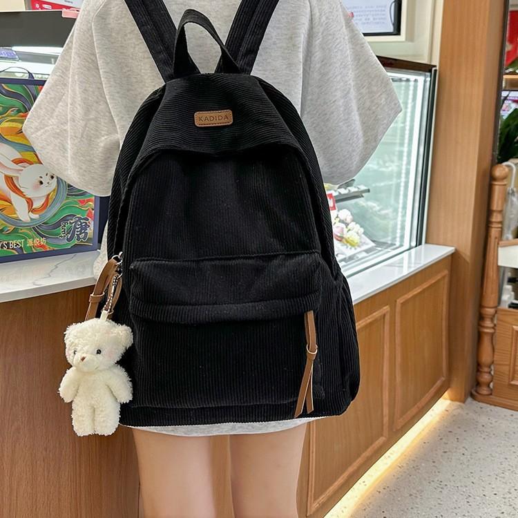 Schoolbag New Autumn and Winter Corduroy Backpack Fashion New Korean Backpack Male and Female Student Bag Lightweight Versatile Bag