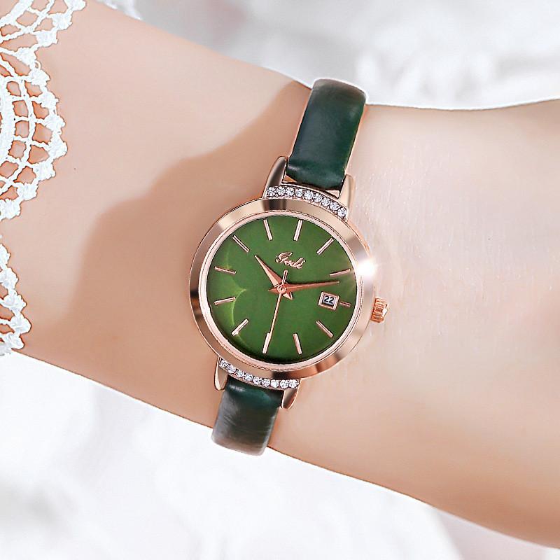 Gedi Womens Fashion Quartz Watch Waterproof Calendar Leather Strap For Casual Use