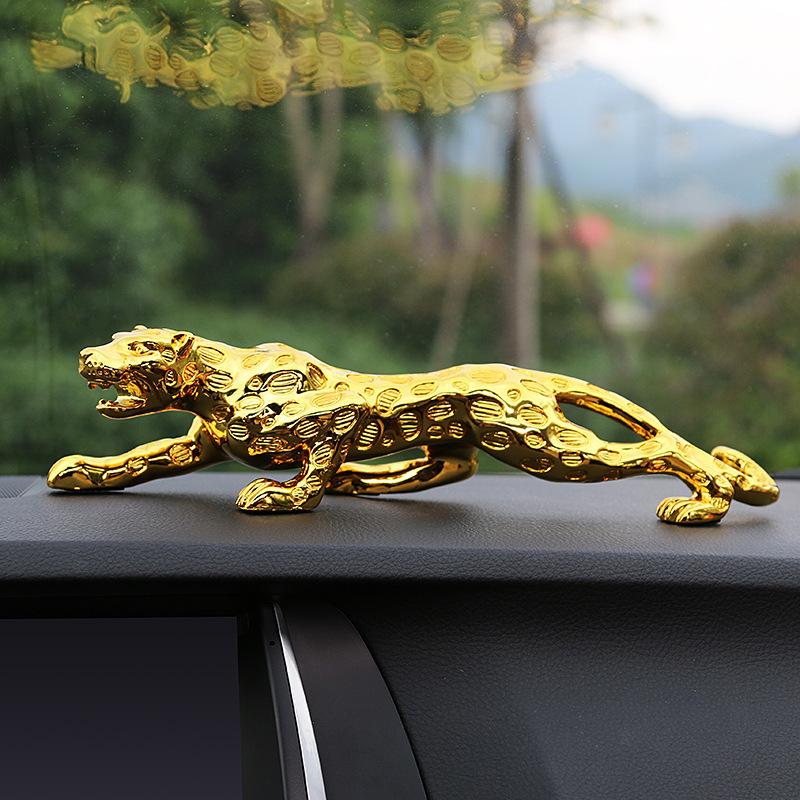 Golden Leopard Car Perfume Ornament: Creative Center Console Decoration for Men