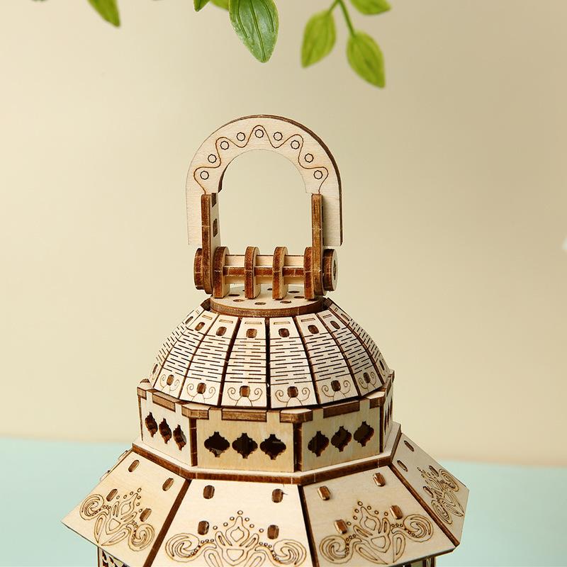 3D Wooden Puzzle Hand Lantern Vintage Light Bedside Lamp Model Assembly Building Kits Desk Decoration Gifts for Teens Adults