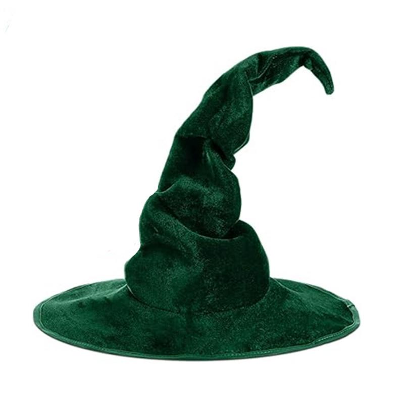 Halloween Costume Female Witch Twist Hat Black Velvet Witch Magician Velvet Hat Party Cosplay Props Festival Decor Accessories