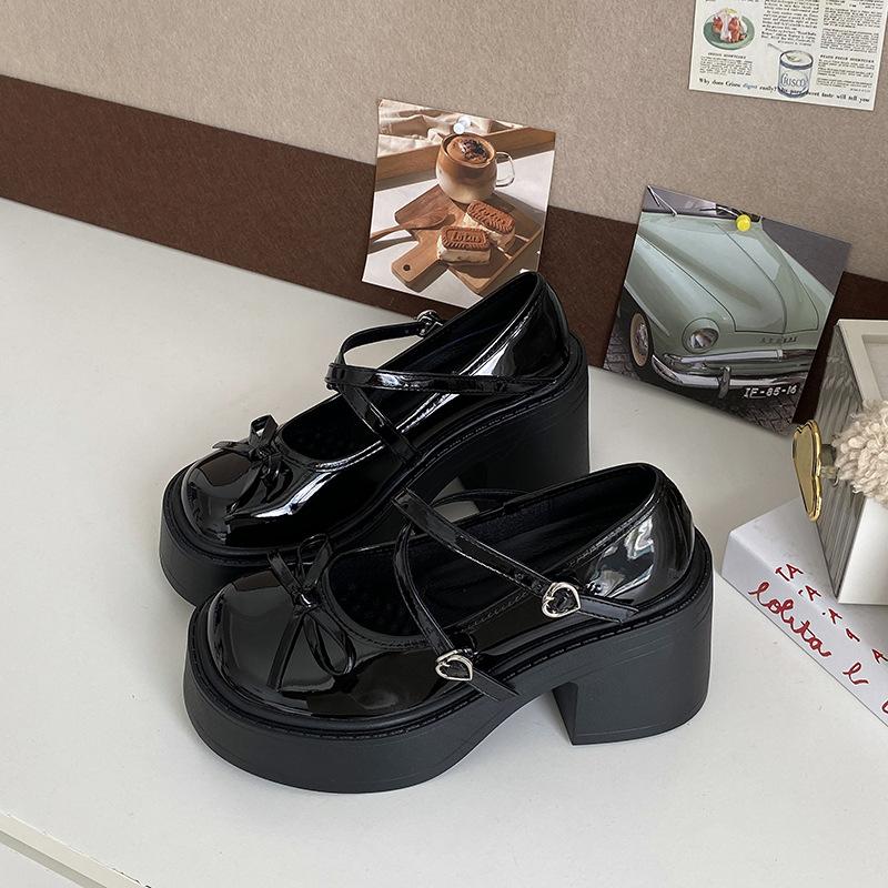 

Shallow mouth small leather shoes small man increases height Mary Jane summer new retro temperament with skirt single shoes women 35 чёрный