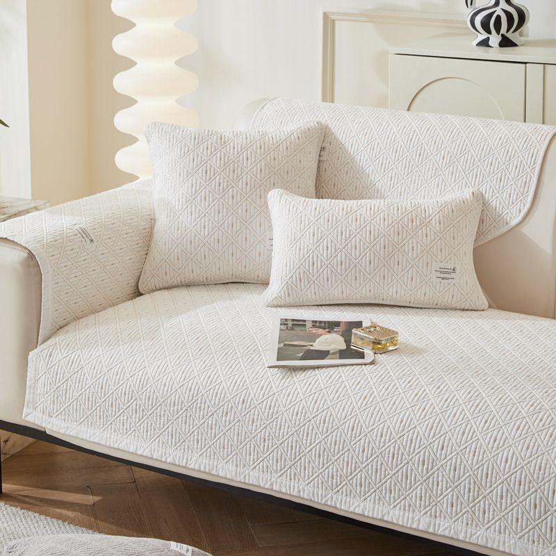 

Solid Heavy Industry Twill Cotton Sofa Cushion Washed Cotton Quilting Non-Slip Straight Fabric Cushion Four Seasons Universal Suge Mi Bai 45*45cm pillow case without core