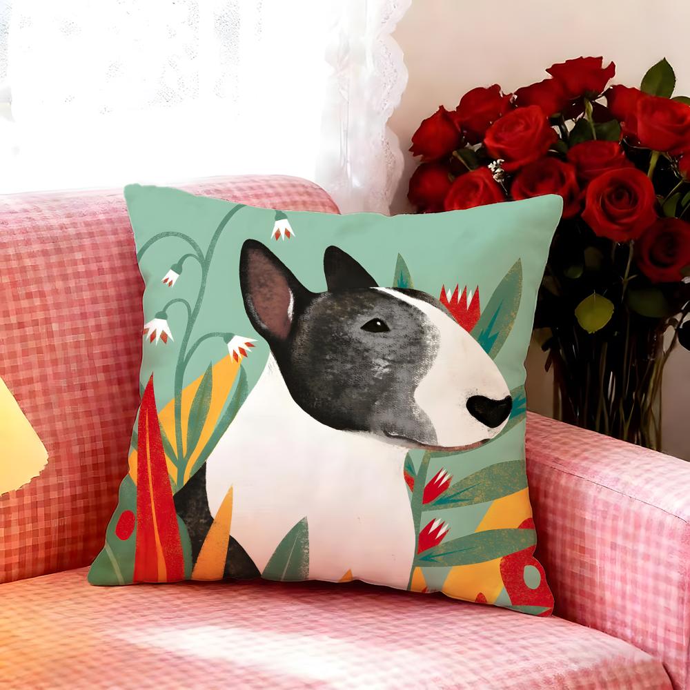 Fun Cartoon Bull Terrier Series Cushion Cover Premium Soft Pillowcase SkinFriendly  MultiPurpose for Home Office Travel