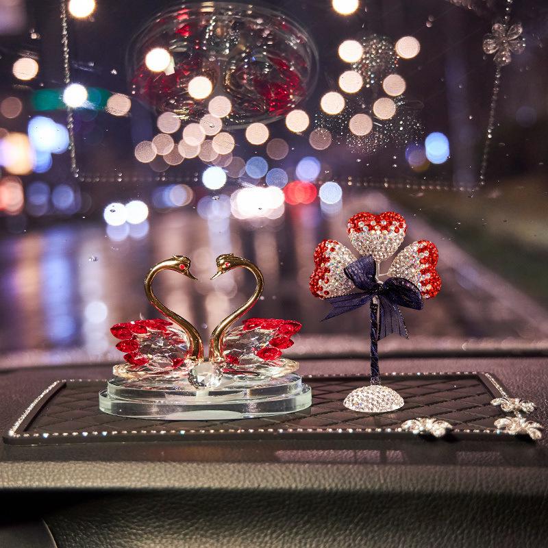 Crystal Swan Car Air Freshener - Deluxe Interior Ornament Set for Women