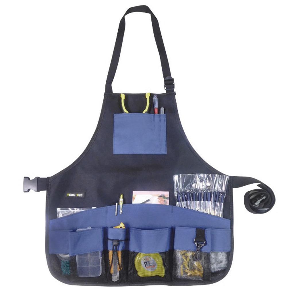 Men Work Apron with 13 Tool Pockets Pouch Belt for Tradesman Gardener Black