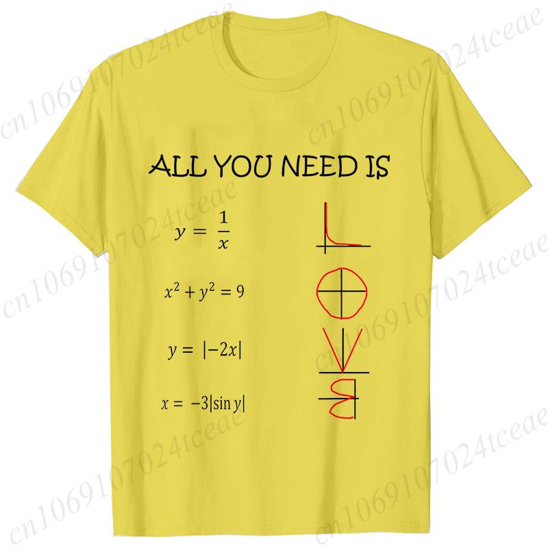 Retro Men's T-Shirt All You Need Is Love Math Equation Short Sleeve T-Shirt Summer Casual Tees Top Loose Oversize T-Shirt Men