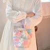Small Fresh Flower Portable Bucket Bag Canvas Bag Going Out Shopping Female Student Storage Bag Work Bento Bag