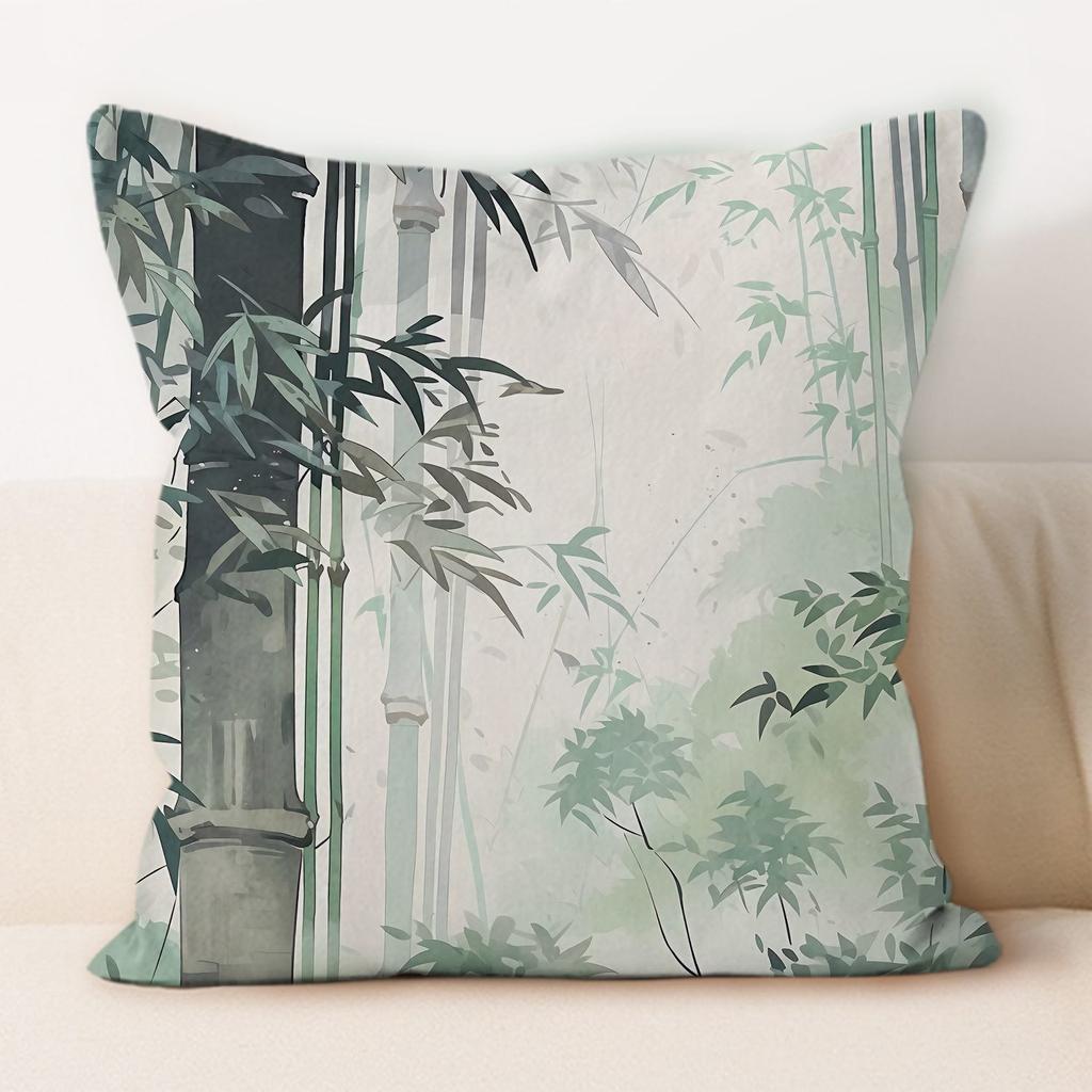 Traditional Chinese Ink And Bamboo Pillowcase, Suitable For Home Sofa Decoration, Living Room, Dormitory