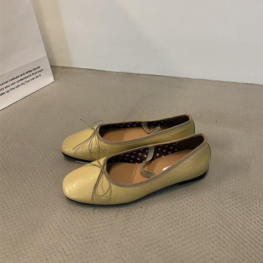 

Fashion Bailamos Brand Women Soft Flats Casual Outdoor Dress Flat Ballet Shoes Round Toe Shallow Slip On Flats Mary Jane Shoes Mujer 40 абрикосовый