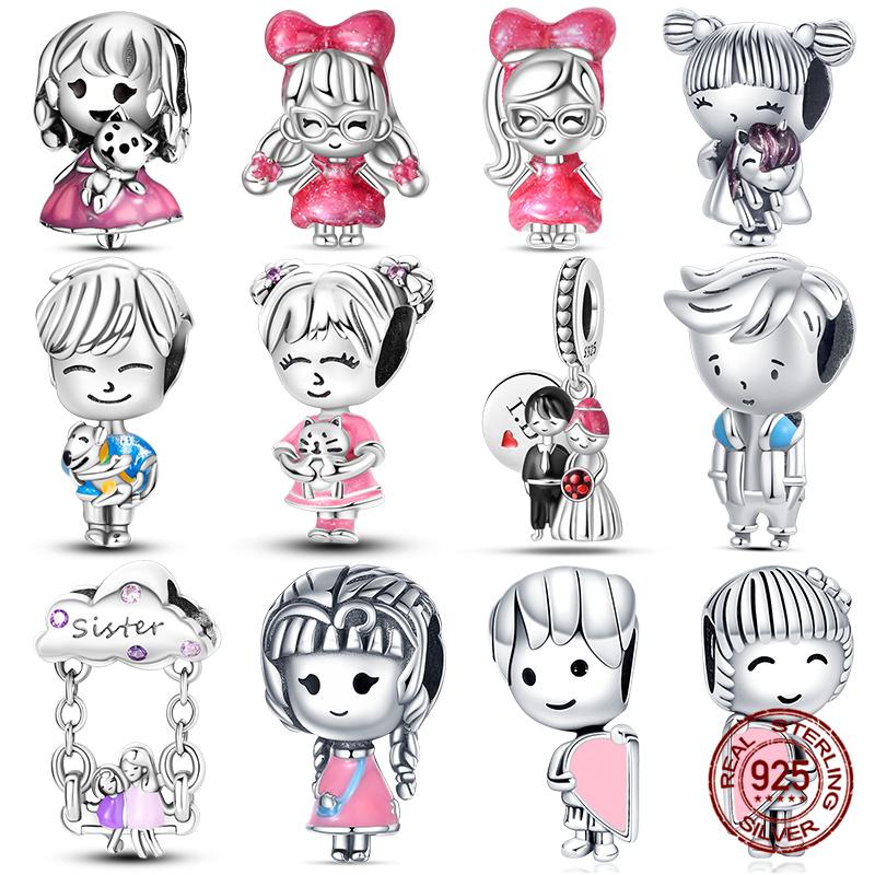 Fit Charms Fororiginal Bracelet Diy Pink Ponytail Little Girl Boycopper Jewelry Making For Women Giftnew