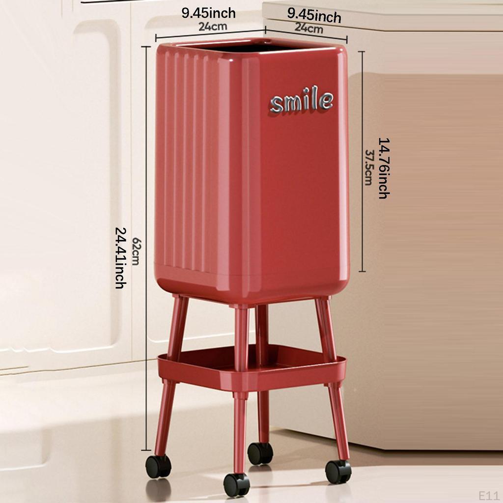 Modern Large Capacity Rolling Trash Can Without Lid for Office, Kitchen, Restaurant, Bathroom.