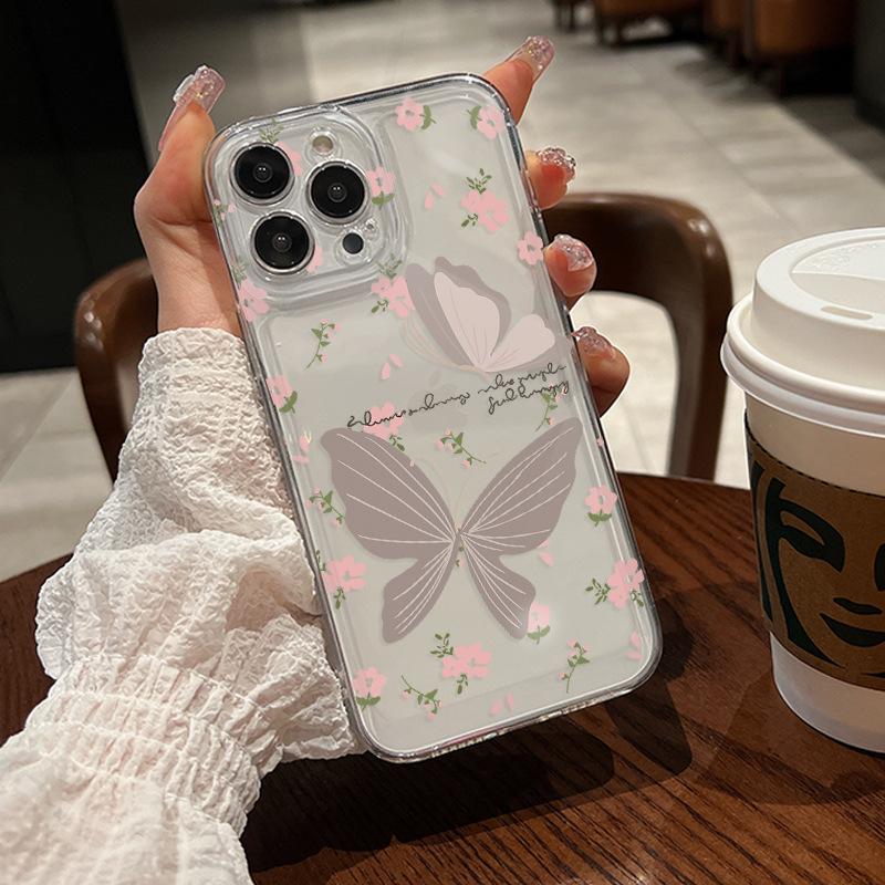 Beautiful Butterfly Phone Case 16 14 Promax Space Case 15 Pro Phone Case Transparent 13 12 Trendy 11 Xs Xr 7 8 Plus Female Case