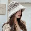 Fair Island Style Retro Knitted Bucket Hat Female Warm Ethnic Style Big Head Circumference Showing Face Small Wool Hat Tide
