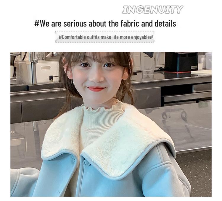 Girls' Lambswool Fleece Lined Coat - 2025 Autumn/Winter Collection