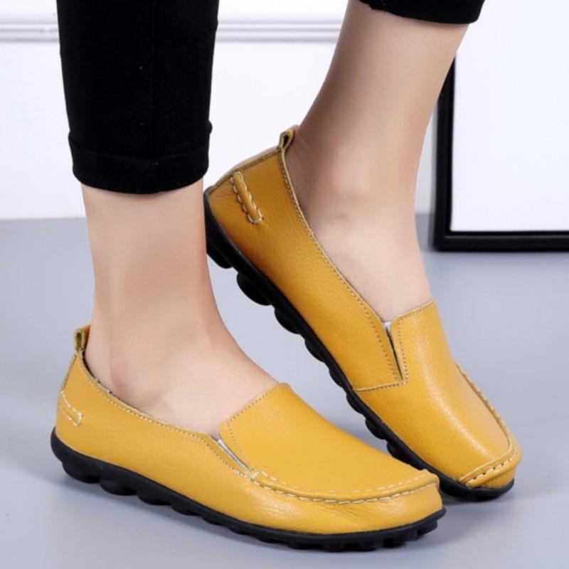 Women Flats Genuine Leather Fashion Footwear Women Shoe Moccasins Shoes Women Slip On Flat Shoes Soft Plus Size Tenis Feminino