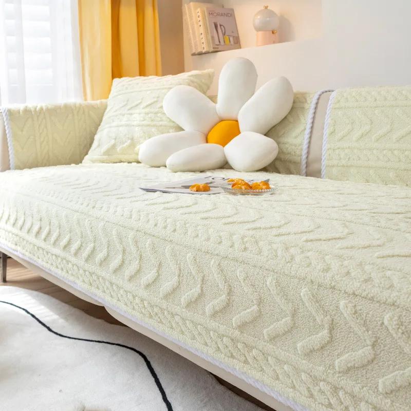 Vintersofatrekk Tykk plysj sklisikker sofapute for stue Myk universalsofatrekk Rygghåndkle Seksjonssofamatte