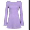 Women's U-word Backless Sexy Slim-fit Solid Color Slightly Pulled Long-sleeved Dress