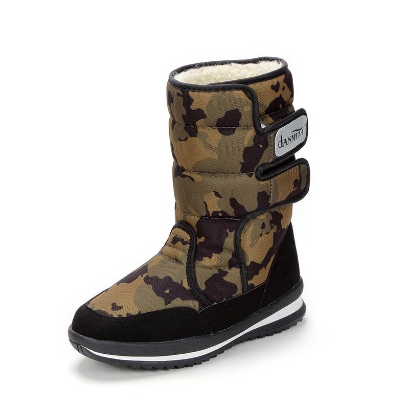 Men's and women's snow boots, black, camouflage, long hair, large size medium help 2025 retail