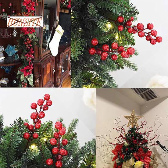 10/30Pcs Simulation Berry Reusable Bright Color Red Berry Christmas Ornament