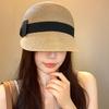 Face small age-reducing bow dome straw cap women's summer woven straw hat sun protection shade equestrian hat