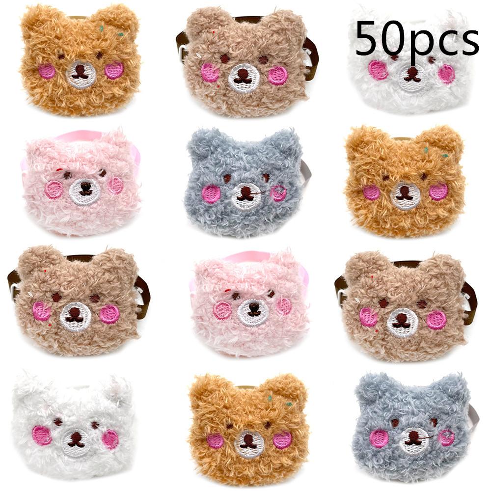 50/100pcs Cute Plush Bear Style Small Dog Puppy Holiday Bow Tie Puppy Dog Accessories Pet Product Dog Neckties for Small Dogs