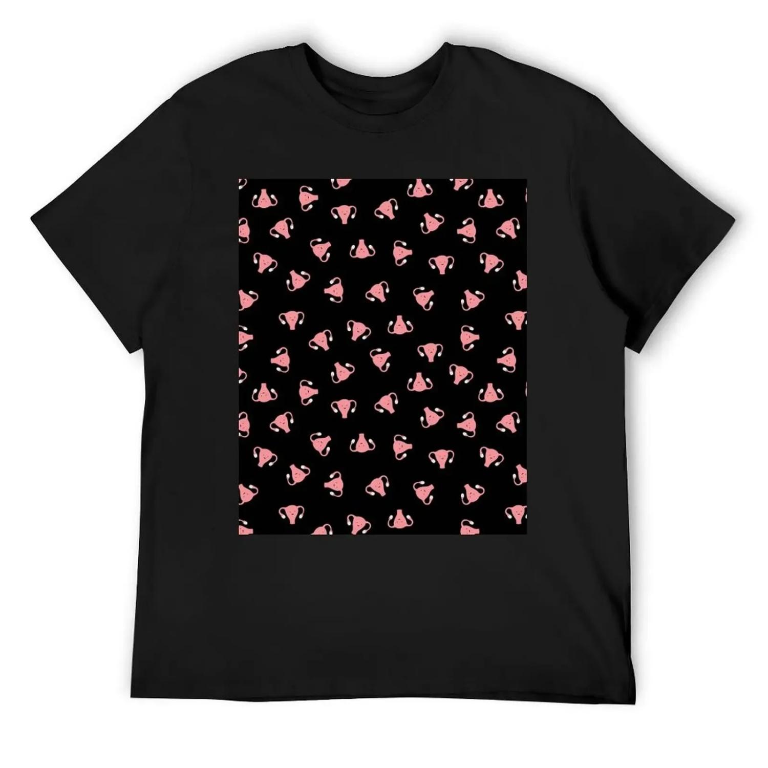 Crazy Happy Uterus in Black, small repeat T-Shirt T-shirts oversize summer shirt boys whites T-shirt men S