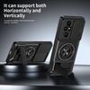 KEYSION Magnetic Phone Case for HONOR 200 Pro 5G Slide Camera Lens Protection Upright Kickstand 360° Ring Shockproof Back Cover