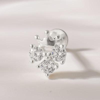 JEWNEL (1+1/Single Item) Silver 925 Crown On Heart Labret Piercing