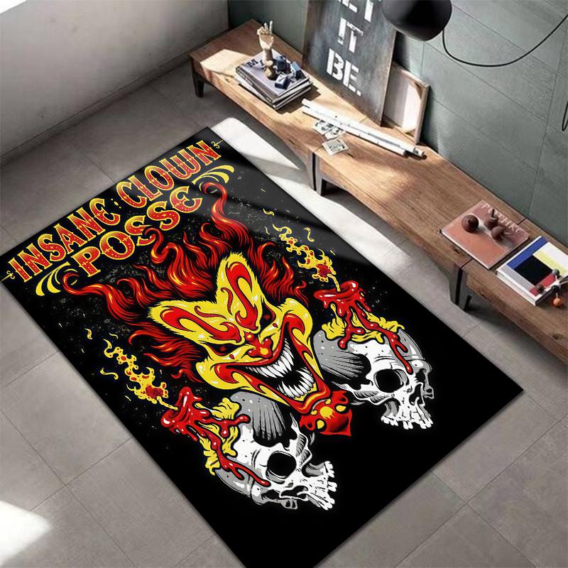Dark Street Skull Pattern Square Carpet,Area Rug,Carpet Rug for Living Room Bedroom Sofa Playroom Decor,Non-slip Floor Mat,Holiday Birthday Gifts