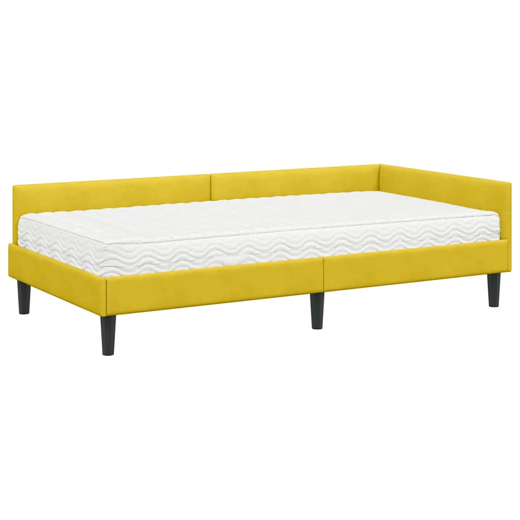 Corner Bed Frame with Mattress Miscellaneous 2 Pcs Yellow Velvet