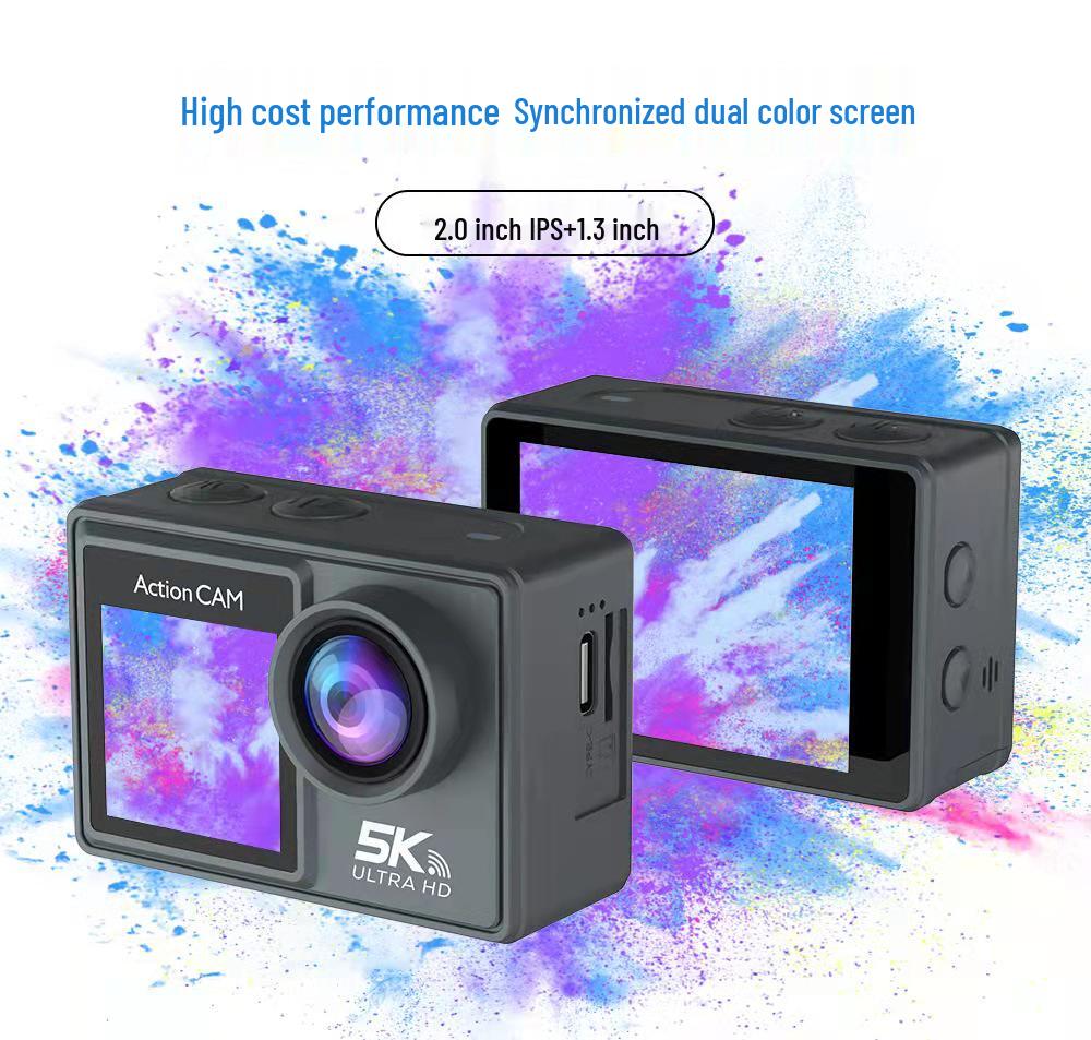 5K Dual Screen HD Sports Camera - Waterproof, Remote Control, Wireless Mic, Photo & Video VLOG Recording.