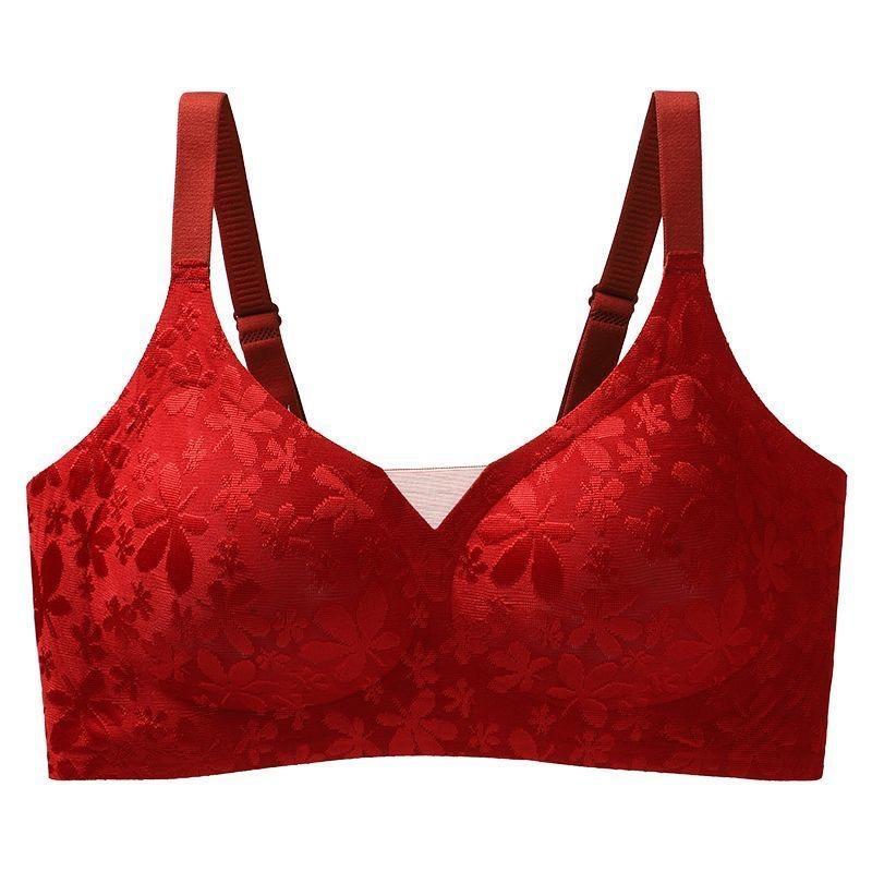 Oudifen High-end Relief Jacquard Chinese Style New Chinese Style Large Chest Gathered Full Cup Lace Seamless and Steel Ring Sexy Bra