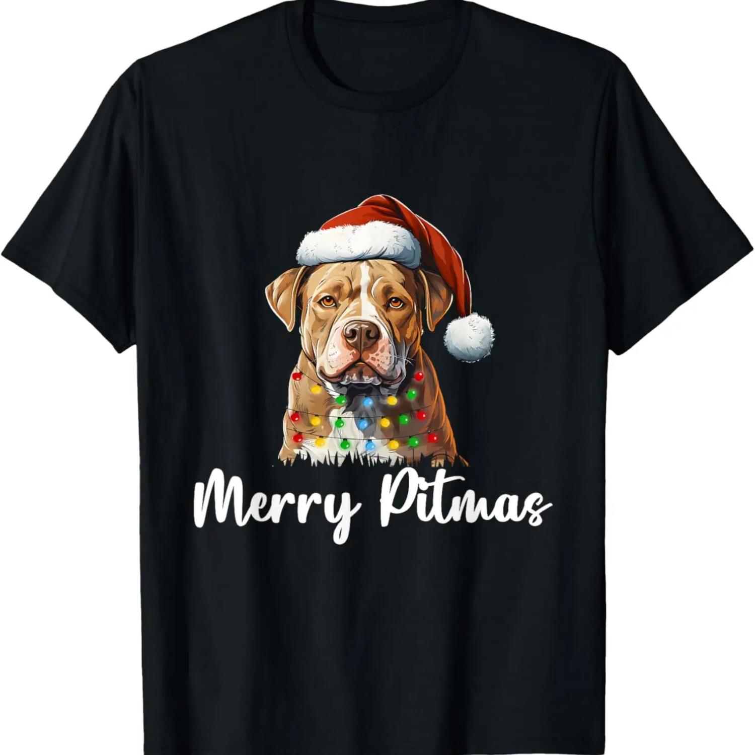 Merry Pitmas Christmas Pitbull Dog Mom Dad Pet Owner Lovers T-Shirt S