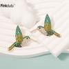 Hummingbird Rhinestone Earrings Fashion Forward Alloy Studs with Colorful Crystal Details PD156