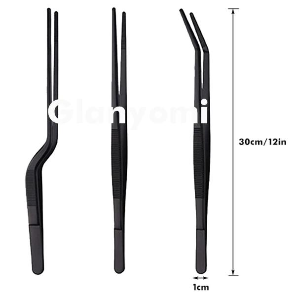 8/10/12-Inch Kitchen Tongs, Stainless Steel Culinary Plating Tweezers BBQ Tongs - Food Styling Baking Decor