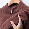 Hengyuanxiang Men's Thickened 100% Pure Wool Half-Zip Sweater