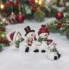 Unique Creative Holiday Gifts Christmas Table Edge Sitter Figurine, Tug of War Hanging Character Decor, Snowman Handcrafted Seasonal Desk Decor Gnome