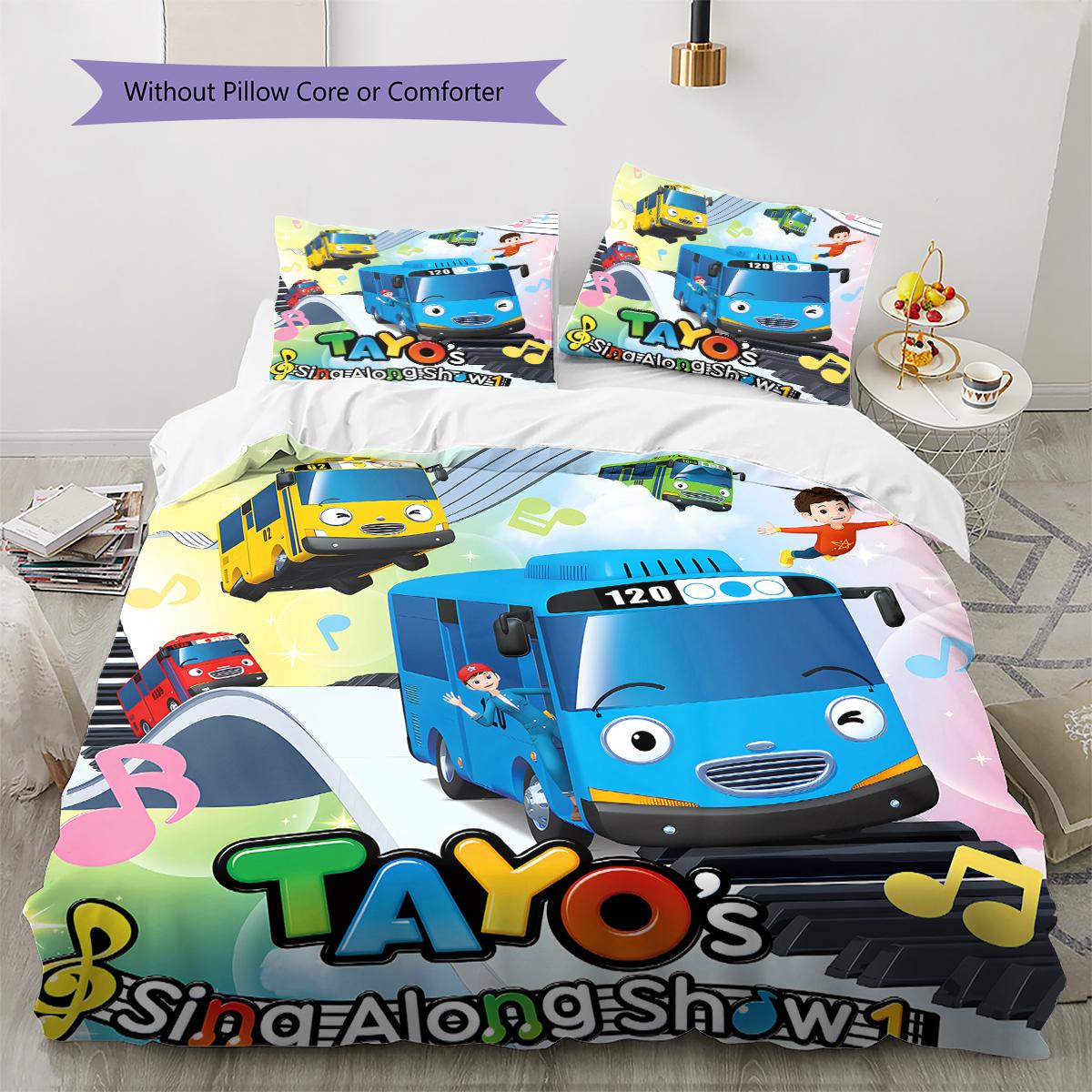 

Kkoma-beoseu Tayo Pattern Bedding,Quilt Set Quilt Cover Pillowcase Home Birthday Gift (1 * duvet cover + 2 * pillowcase, without core) 135x200cm