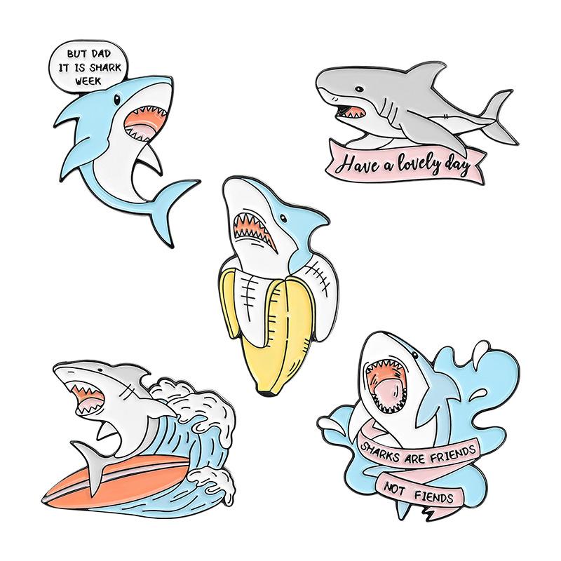 Stylish Shark Colorful Series Brooch Animal Shaped Lapel Pin For Unique Accessories Fashionable