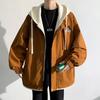2025 Hooded Jacket Men's Fake Two Hong Kong Style Jacket Teen Trendy Ins Top Spring and Autumn Personalized Cardigan