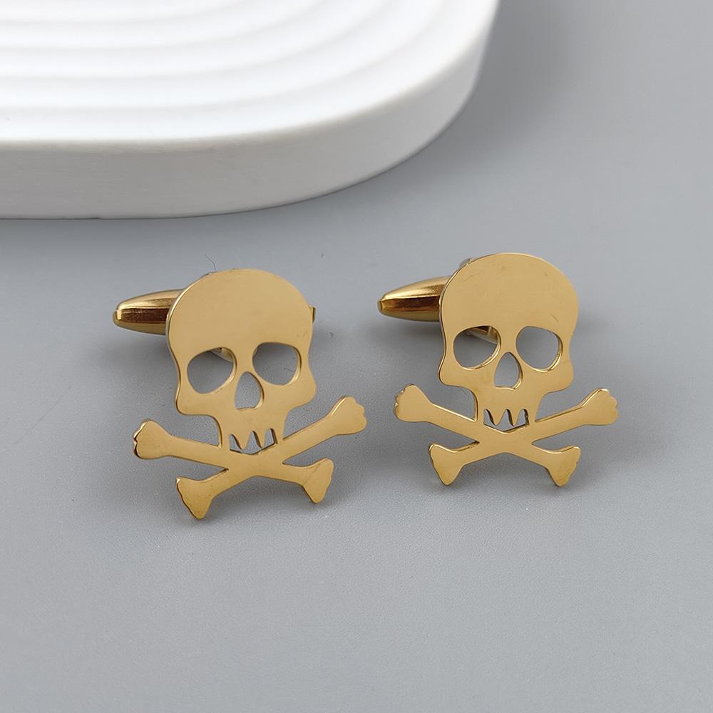 Punisher Skull Gold-plated Badge, Suit Lapel Pin Stainless Steel Black, Anti-exposure Buttons for Women, Brooch for Men